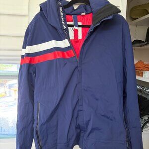 Rossignol Men’s Ski Jacket Blue/Red White Stripe Hooded EU 48 FR 50 M